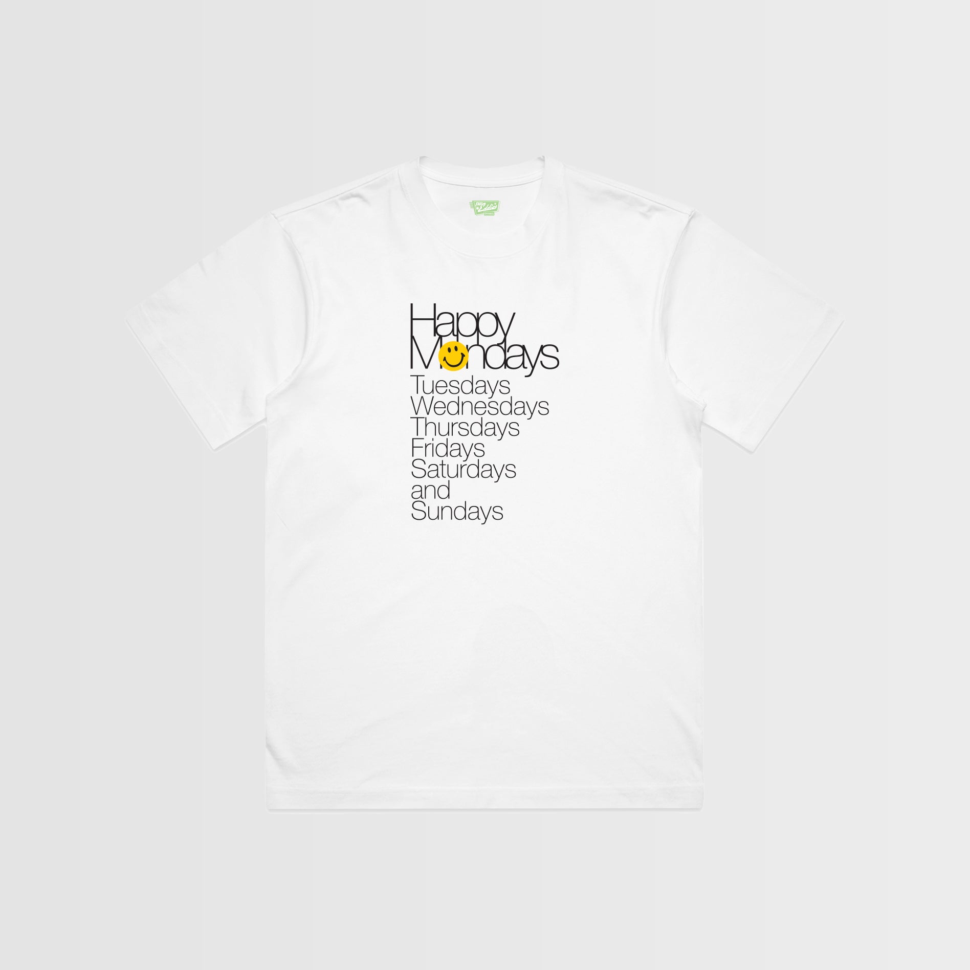 Happy Mondays Inspired “Weekdays” Graphic T-Shirt – Madchester Retro Music Tee