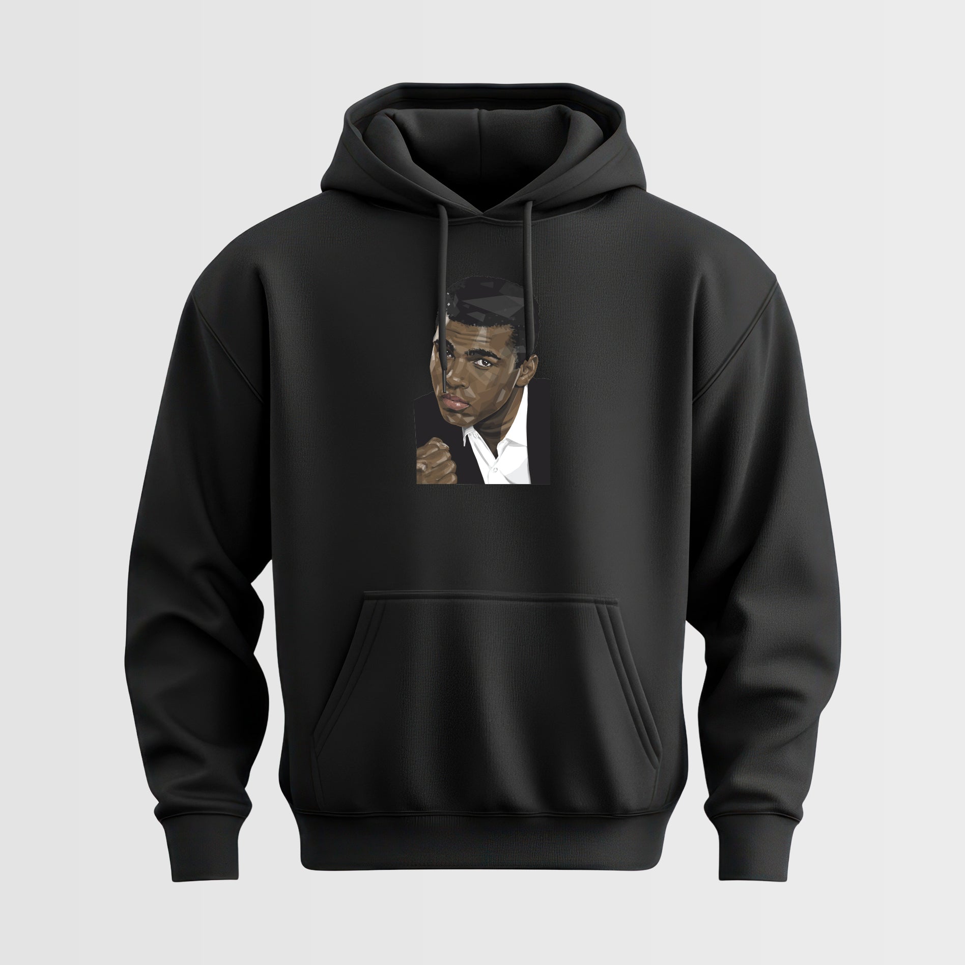 Fighter Hoodie – Classic Portrait with Raised Fist Pose
